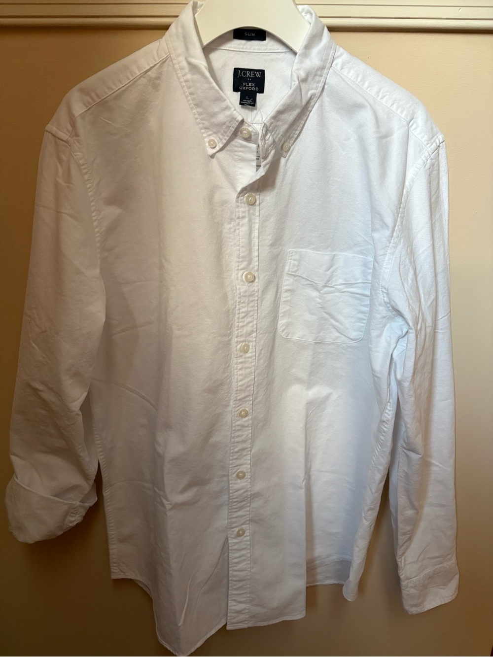 J. Crew Slim Flex Oxford Men’s Shirt  White Size Large NWT